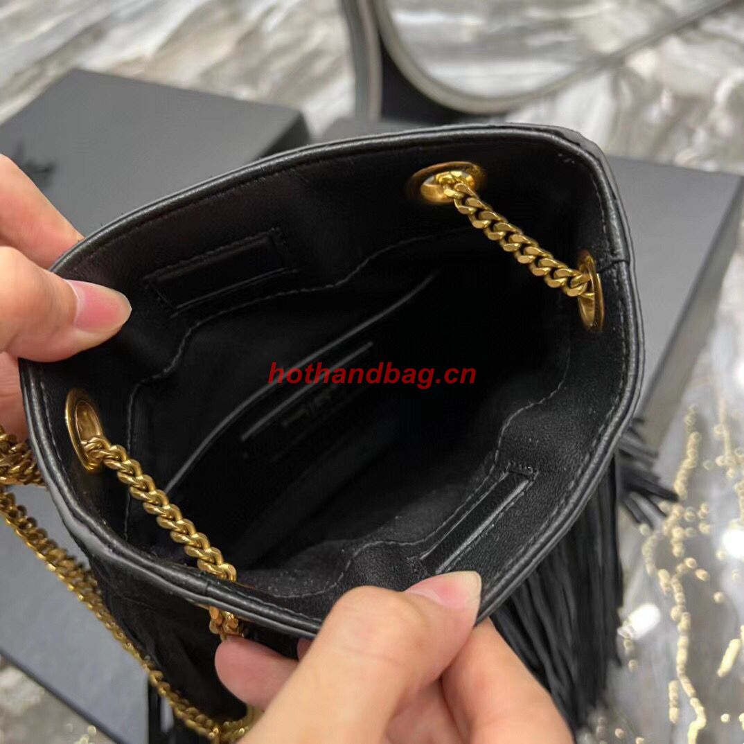 SAINT LAURENT SMALL CHAIN BAG IN LIGHT SUEDE WITH FRINGES 683378 BLACK SAINT LAURENT SMALL CHAIN BAG IN LIGHT SUEDE WITH FRINGES 683378 BLACK