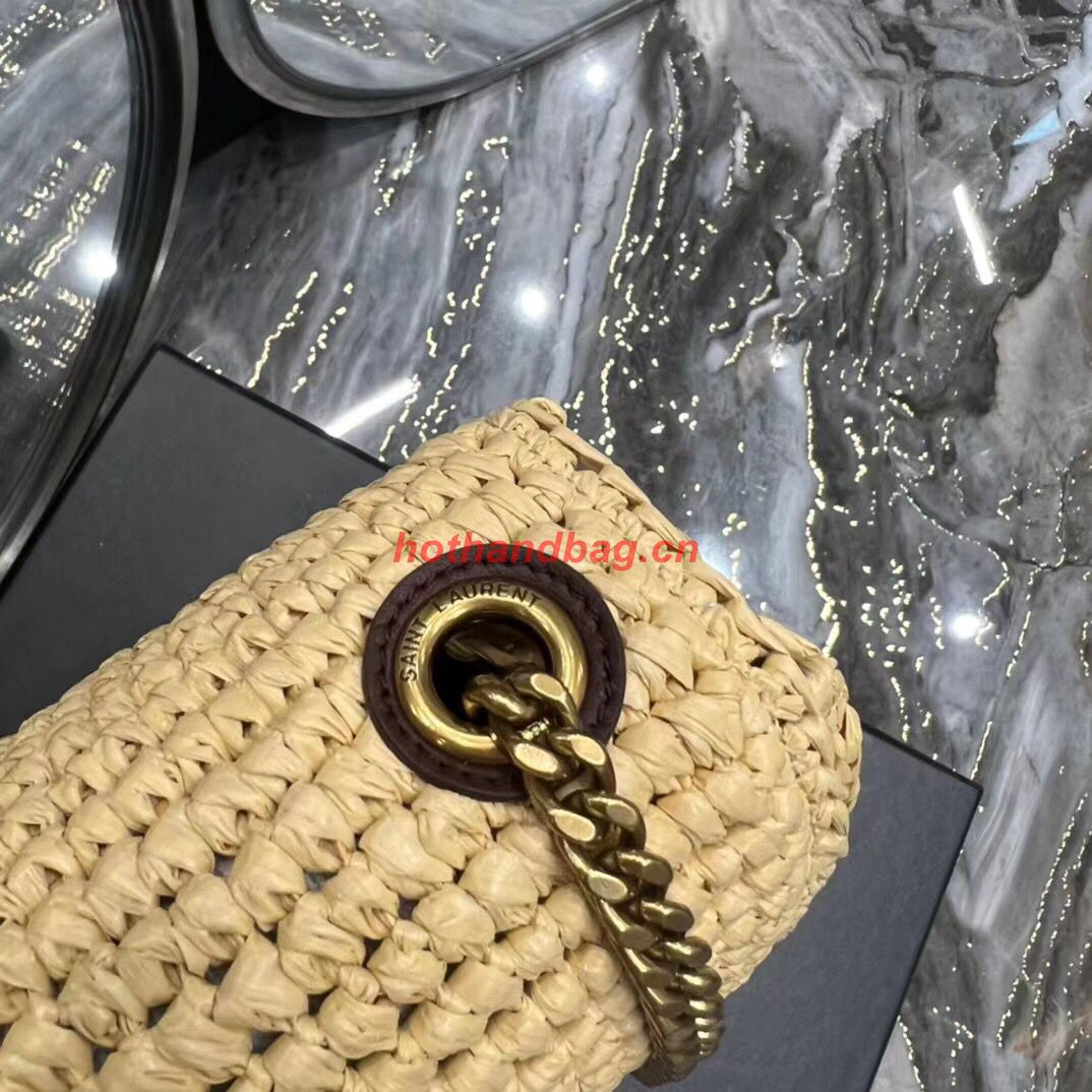 SAINT LAUREN KATE 99 CHAIN BAG IN RAFFIA Y685384 apricot SAINT LAUREN KATE 99 CHAIN BAG IN RAFFIA Y685384 apricot