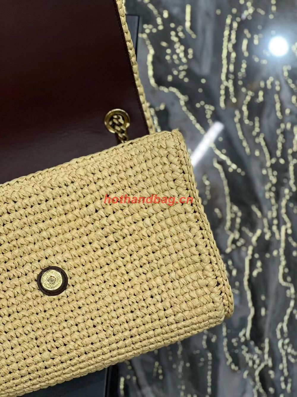 SAINT LAUREN KATE 99 CHAIN BAG IN RAFFIA Y685384 apricot SAINT LAUREN KATE 99 CHAIN BAG IN RAFFIA Y685384 apricot