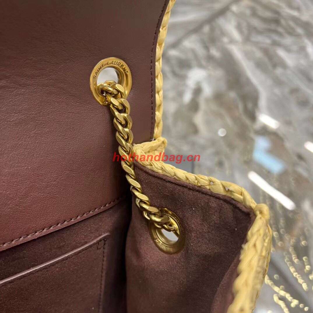 SAINT LAUREN KATE 99 CHAIN BAG IN RAFFIA Y685384 apricot SAINT LAUREN KATE 99 CHAIN BAG IN RAFFIA Y685384 apricot