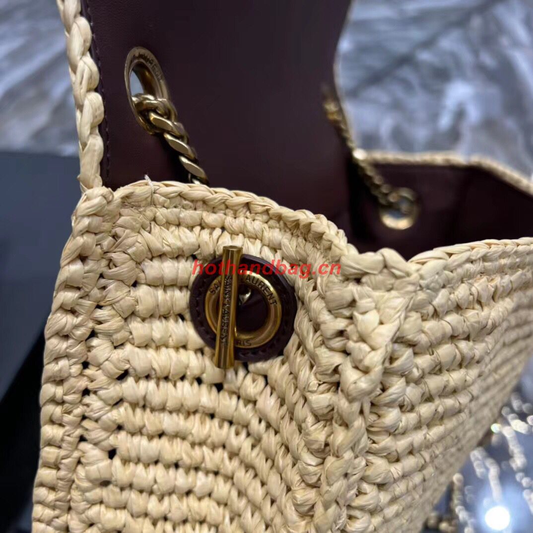 SAINT LAUREN KATE 99 CHAIN BAG IN RAFFIA Y685384 apricot SAINT LAUREN KATE 99 CHAIN BAG IN RAFFIA Y685384 apricot