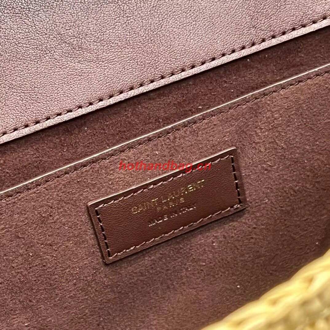 SAINT LAUREN KATE 99 CHAIN BAG IN RAFFIA Y685384 apricot SAINT LAUREN KATE 99 CHAIN BAG IN RAFFIA Y685384 apricot