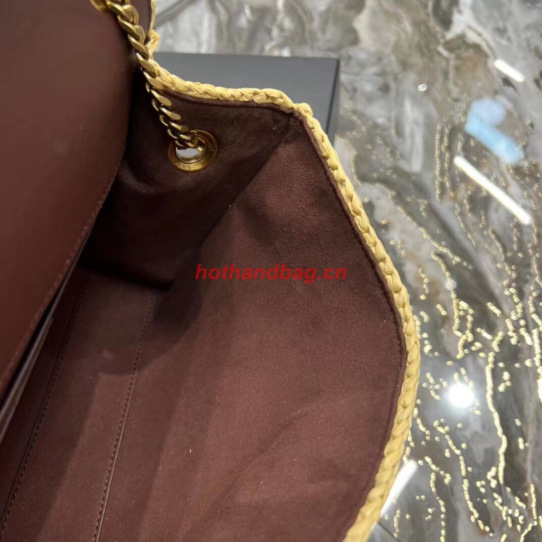 SAINT LAUREN KATE 99 CHAIN BAG IN RAFFIA Y685384 apricot SAINT LAUREN KATE 99 CHAIN BAG IN RAFFIA Y685384 apricot