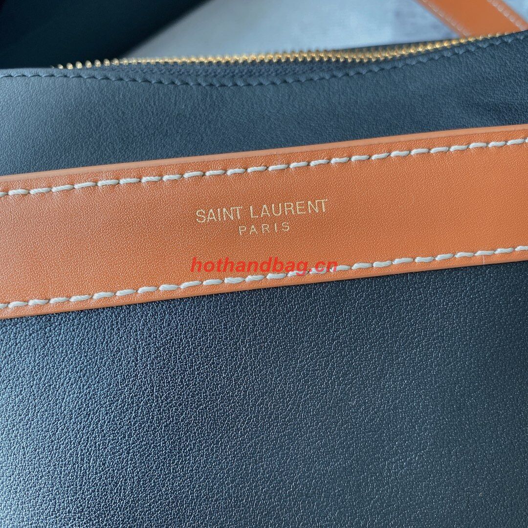 SAINT LAURENT KAIA SMALL SATCHEL IN SHINY LEATHER Y821002 black&brown SAINT LAURENT KAIA SMALL SATCHEL IN SHINY LEATHER Y821002 black&brown