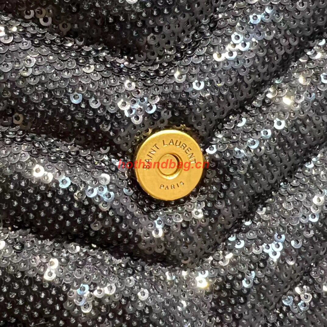 SAINT LAURENT LOULOU SMALL CHAIN BAG IN QUILTED Y LEATHER SATIN AND SEQUINS 494699 black SAINT LAURENT LOULOU SMALL CHAIN BAG IN QUILTED Y LEATHER SATIN AND SEQUINS 494699 black