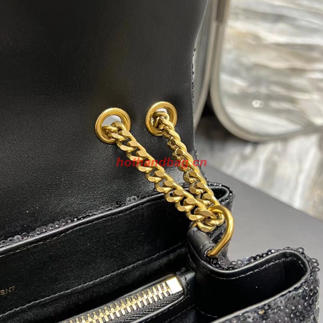 SAINT LAURENT LOULOU SMALL CHAIN BAG IN QUILTED Y LEATHER SATIN AND SEQUINS 494699 black SAINT LAURENT LOULOU SMALL CHAIN BAG IN QUILTED Y LEATHER SATIN AND SEQUINS 494699 black