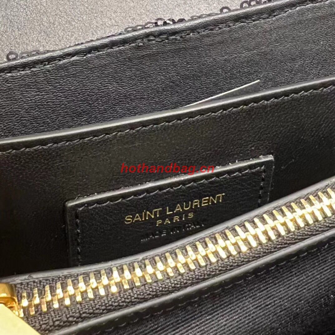 SAINT LAURENT LOULOU SMALL CHAIN BAG IN QUILTED Y LEATHER SATIN AND SEQUINS 494699 black SAINT LAURENT LOULOU SMALL CHAIN BAG IN QUILTED Y LEATHER SATIN AND SEQUINS 494699 black