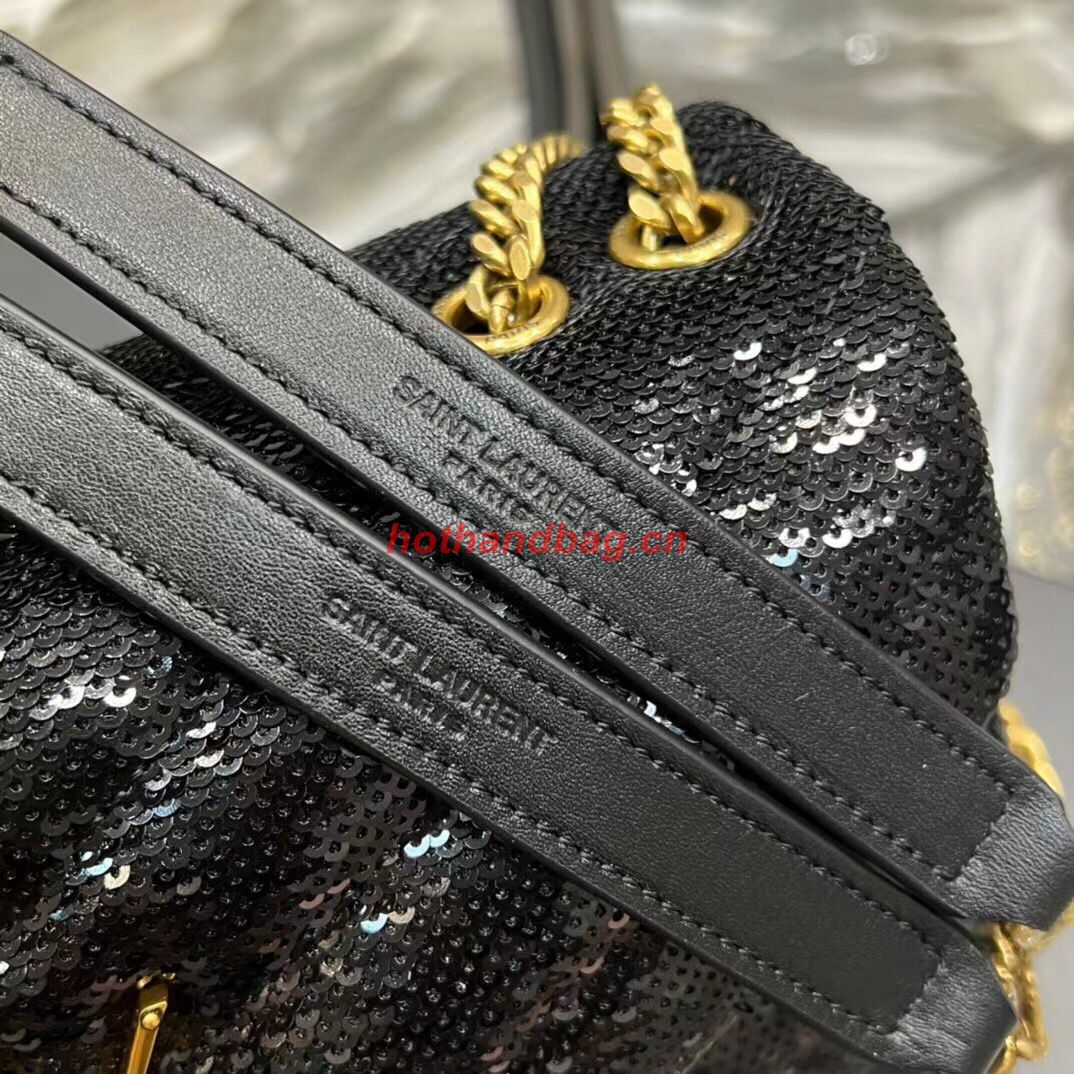 SAINT LAURENT LOULOU SMALL CHAIN BAG IN QUILTED Y LEATHER SATIN AND SEQUINS 494699 black SAINT LAURENT LOULOU SMALL CHAIN BAG IN QUILTED Y LEATHER SATIN AND SEQUINS 494699 black