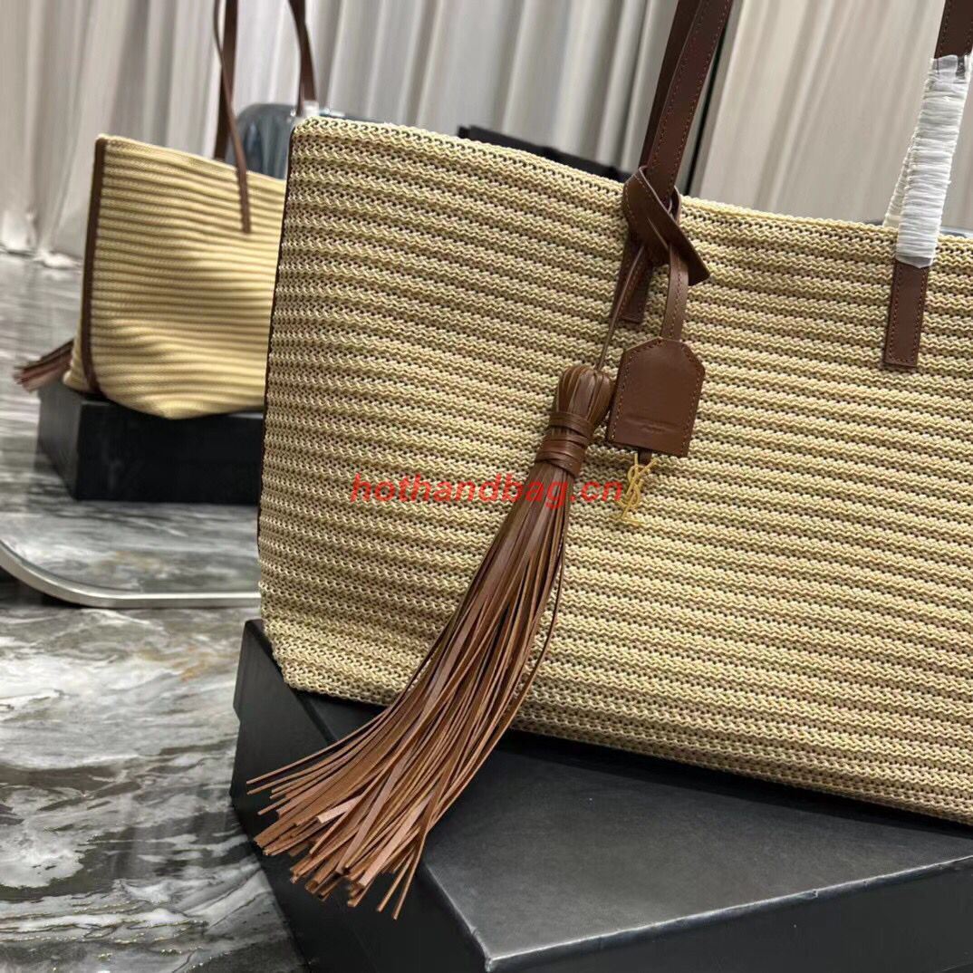 SAINT LAURENT PANIER MEDIUM BAG IN RAFFIA Y811502 TAUPE SAINT LAURENT PANIER MEDIUM BAG IN RAFFIA Y811502 TAUPE