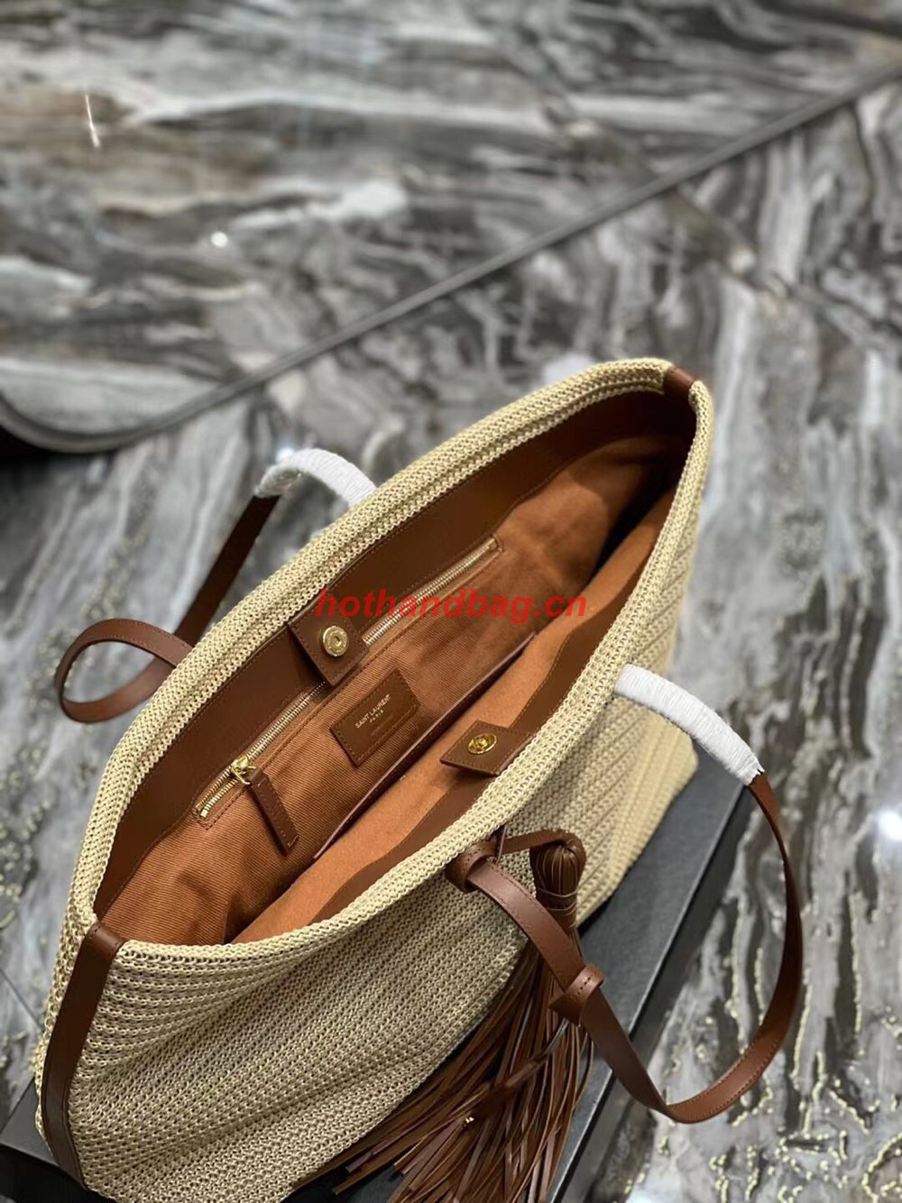 SAINT LAURENT PANIER MEDIUM BAG IN RAFFIA Y811502 TAUPE SAINT LAURENT PANIER MEDIUM BAG IN RAFFIA Y811502 TAUPE