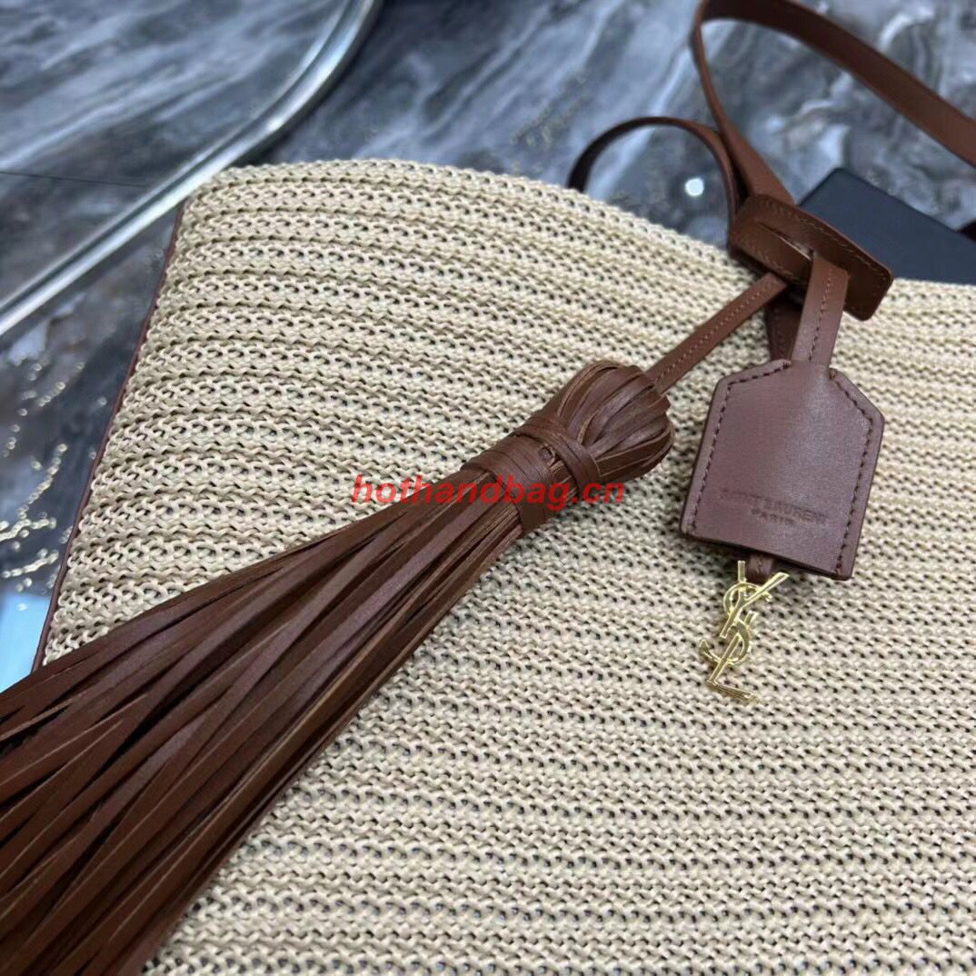 SAINT LAURENT PANIER MEDIUM BAG IN RAFFIA Y811502 TAUPE SAINT LAURENT PANIER MEDIUM BAG IN RAFFIA Y811502 TAUPE