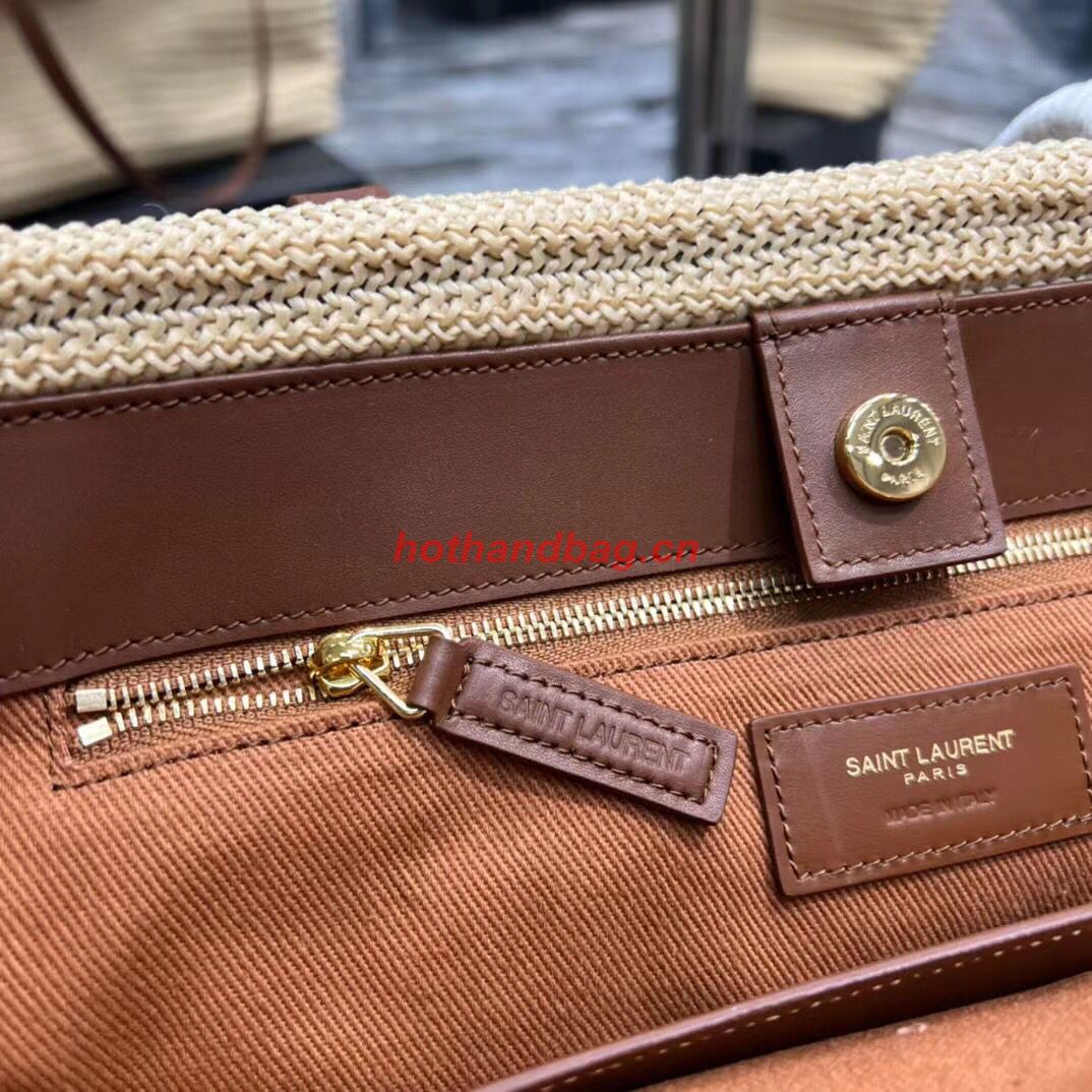 SAINT LAURENT PANIER MEDIUM BAG IN RAFFIA Y811502 TAUPE SAINT LAURENT PANIER MEDIUM BAG IN RAFFIA Y811502 TAUPE