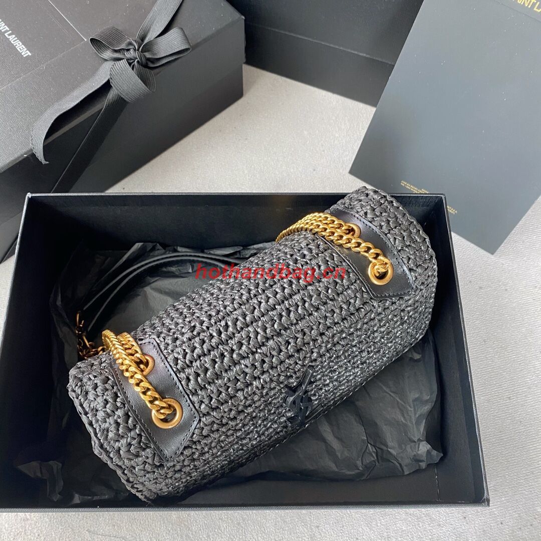 SAINT LAURENT NIKI SMALL CHAIN BAG IN RAFFIA 498892 BLACK SAINT LAURENT NIKI SMALL CHAIN BAG IN RAFFIA 498892 BLACK