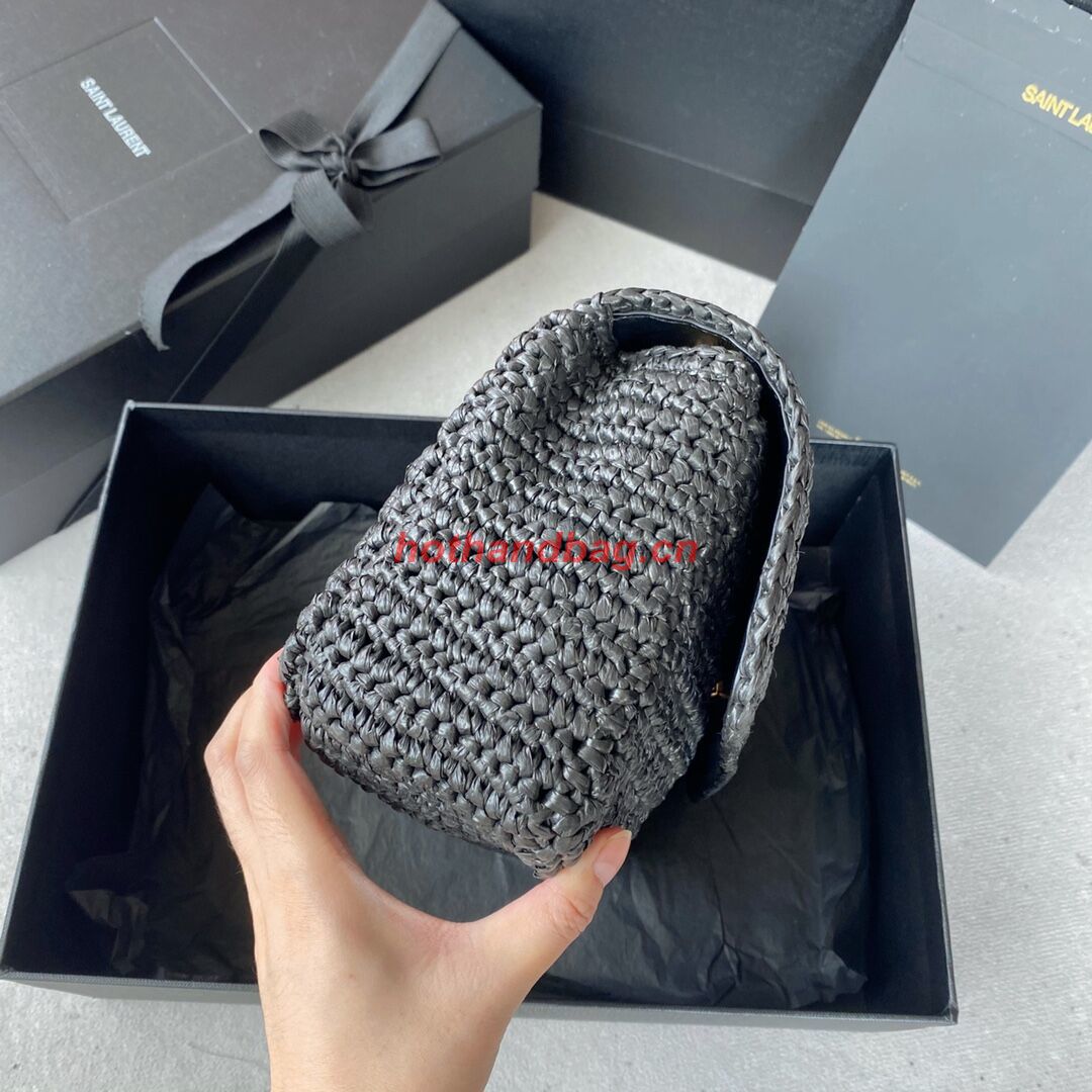 SAINT LAURENT NIKI SMALL CHAIN BAG IN RAFFIA 498892 BLACK SAINT LAURENT NIKI SMALL CHAIN BAG IN RAFFIA 498892 BLACK