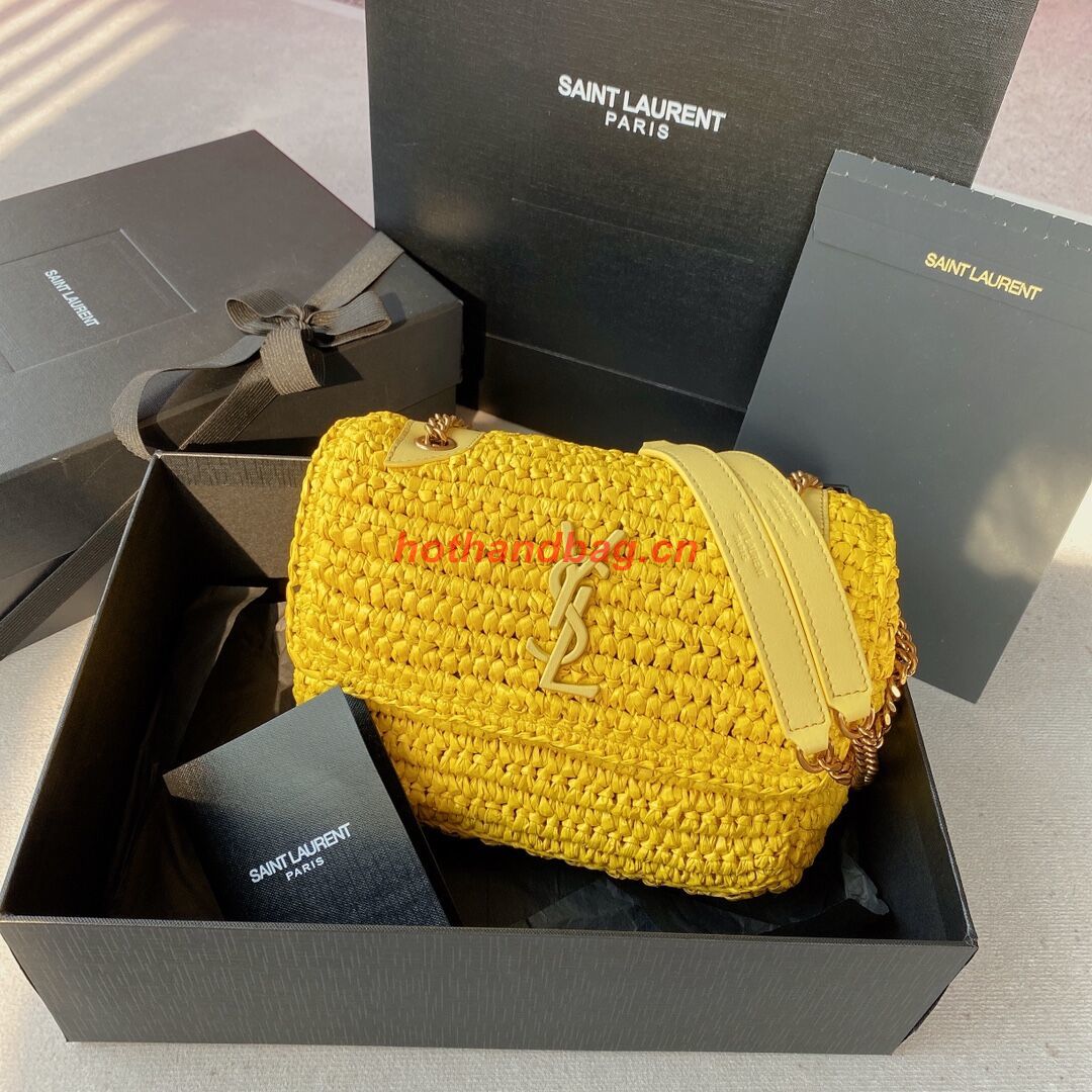 SAINT LAURENT NIKI SMALL CHAIN BAG IN RAFFIA 498892 YELLOW SAINT LAURENT NIKI SMALL CHAIN BAG IN RAFFIA 498892 YELLOW