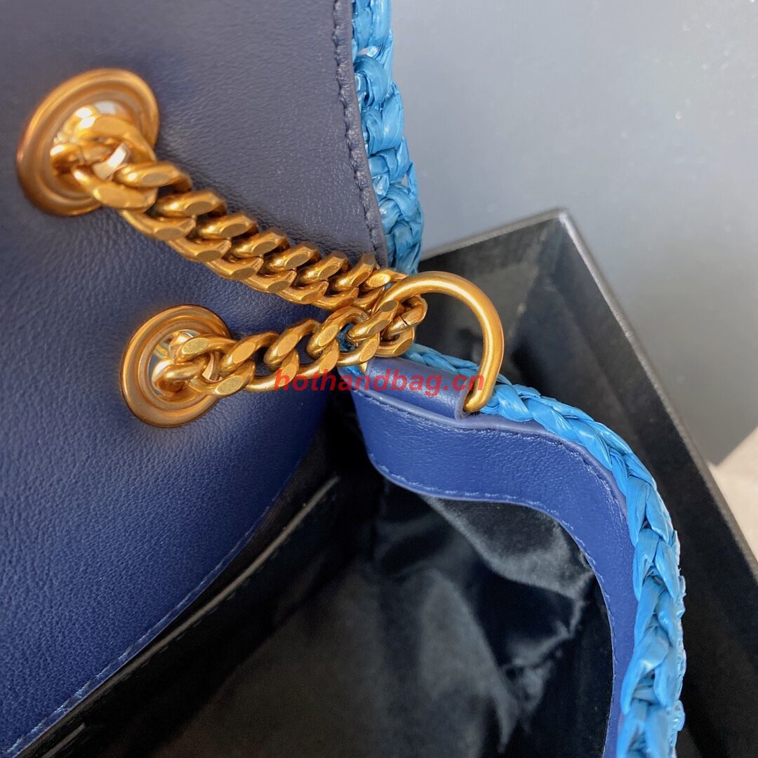 SAINT LAURENT NIKI SMALL CHAIN BAG IN RAFFIA 498892 blue SAINT LAURENT NIKI SMALL CHAIN BAG IN RAFFIA 498892 blue