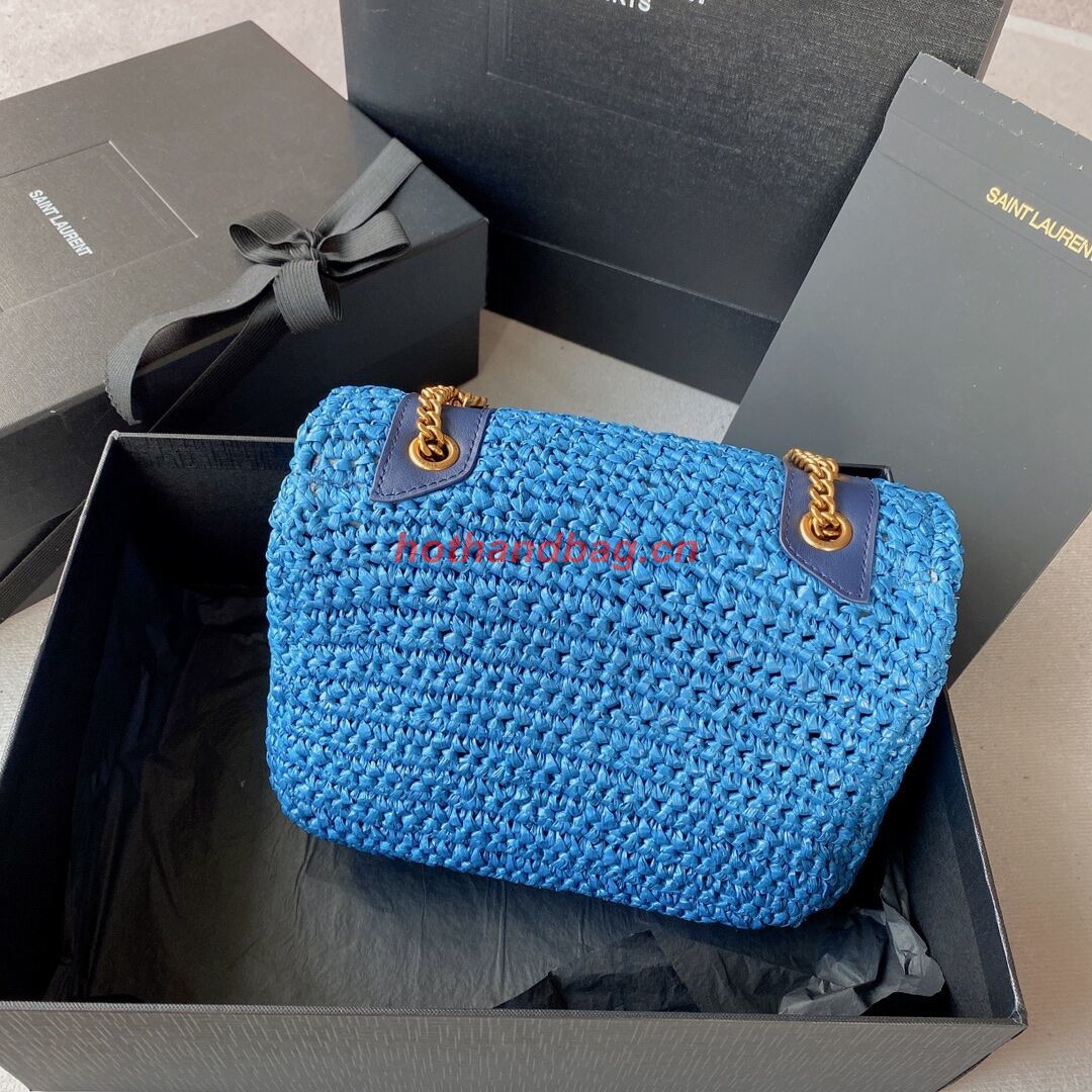 SAINT LAURENT NIKI SMALL CHAIN BAG IN RAFFIA 498892 blue SAINT LAURENT NIKI SMALL CHAIN BAG IN RAFFIA 498892 blue