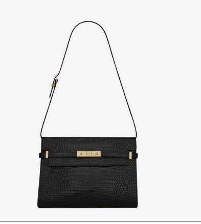 SAINT LAURENT MANHATTAN SHOULDER BAG IN CROCODILE-EMBOSSED SHINY LEATHER 579271 BLACK SAINT LAURENT MANHATTAN SHOULDER BAG IN CROCODILE-EMBOSSED SHINY LEATHER 579271 BLACK