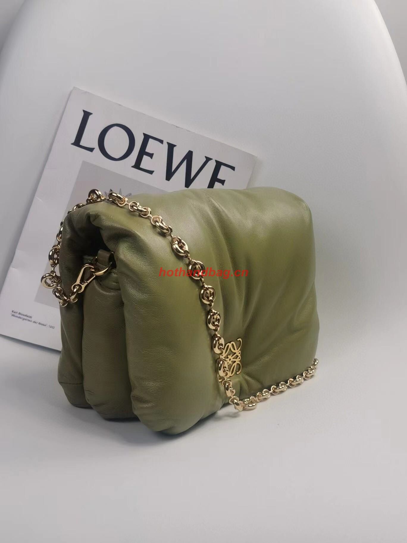 Loewe Puffer Goya Original Sheepskin Leather Bag 9801 Green Loewe Puffer Goya Original Sheepskin Leather Bag 9801 Green