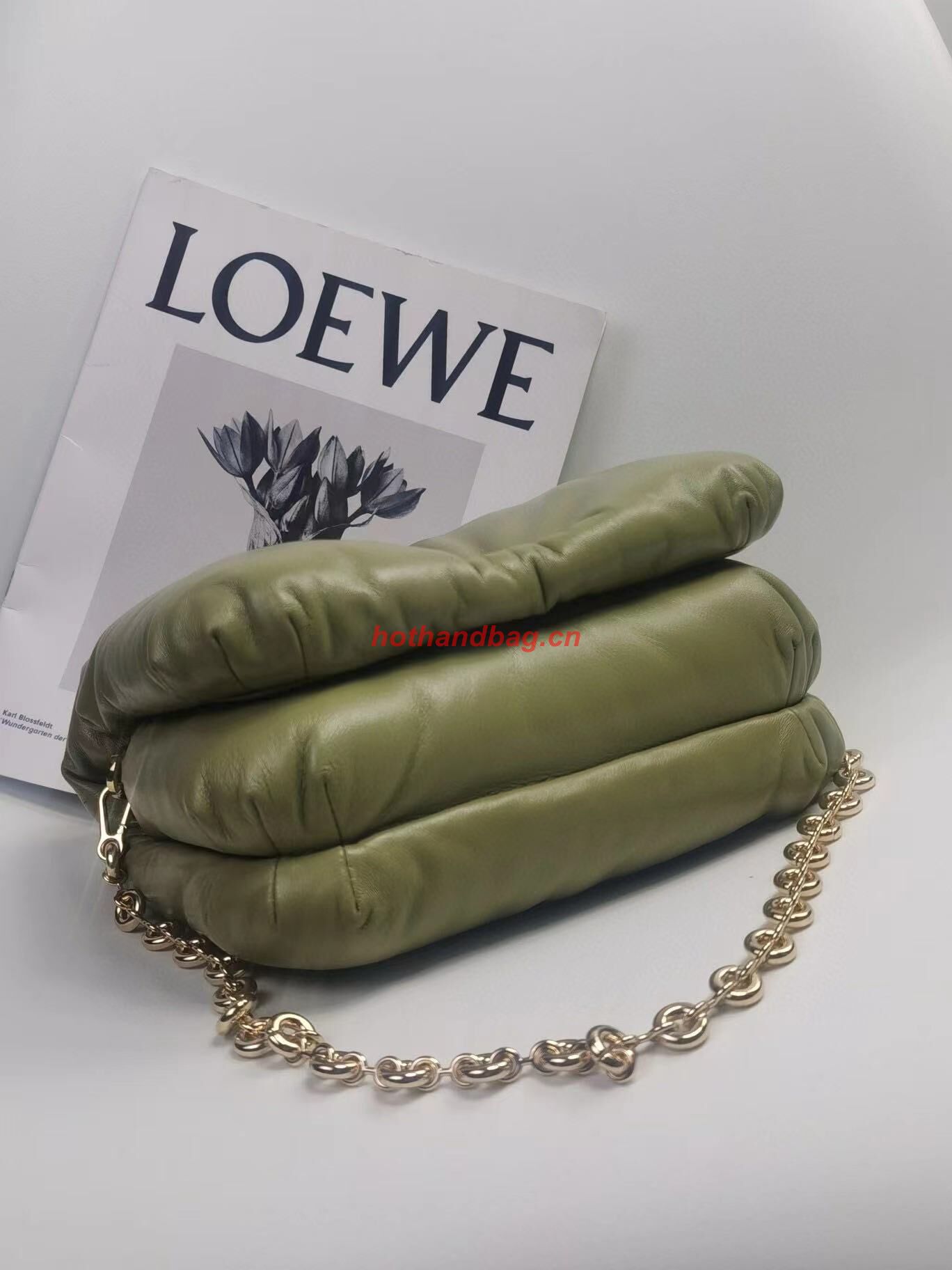 Loewe Puffer Goya Original Sheepskin Leather Bag 9801 Green Loewe Puffer Goya Original Sheepskin Leather Bag 9801 Green