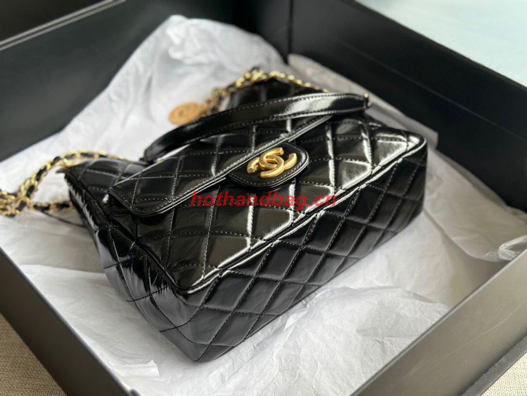 CHANEL 2023 HANDBAG Shiny Calfskin AS3609 Black & gold-Tone Metal CHANEL 2023 HANDBAG Shiny Calfskin AS3609 Black & gold-Tone Metal