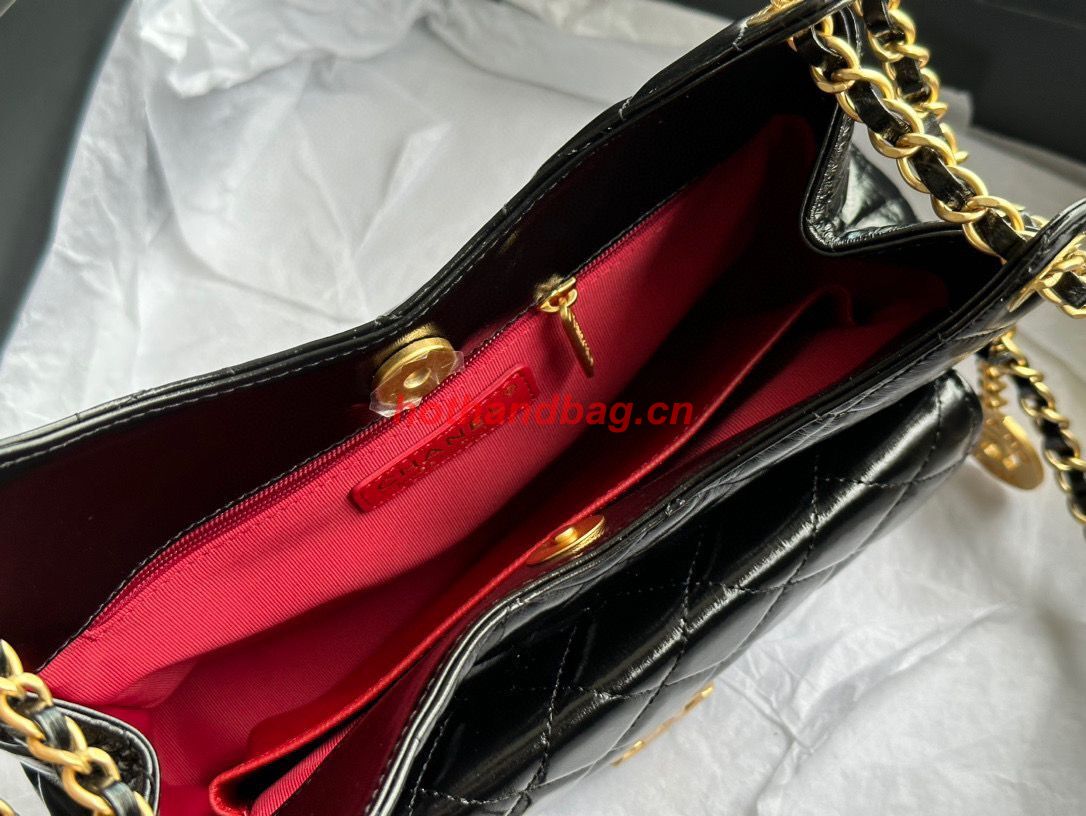 CHANEL 2023 HANDBAG Shiny Calfskin AS3609 Black & gold-Tone Metal CHANEL 2023 HANDBAG Shiny Calfskin AS3609 Black & gold-Tone Metal