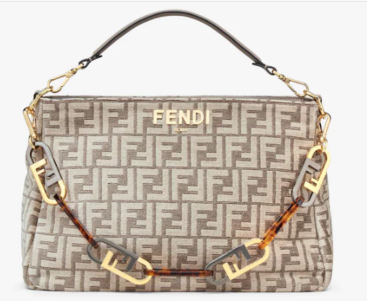 Fendi O Lock Zipper Dove gray tapestry fabric bag 8BR805A Fendi O Lock Zipper Dove gray tapestry fabric bag 8BR805A