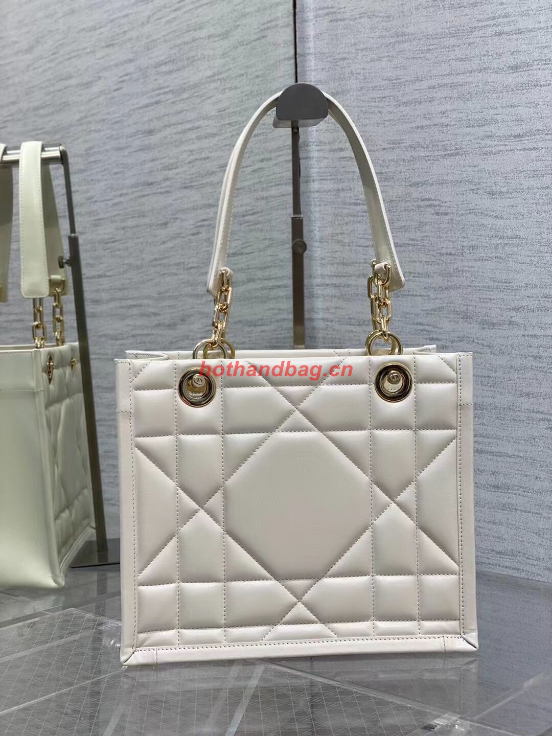 SMALL DIOR ESSENTIAL TOTE BAG Hazelnut Archicannage Calfskin M87211 WHITE SMALL DIOR ESSENTIAL TOTE BAG Hazelnut Archicannage Calfskin M87211 WHITE