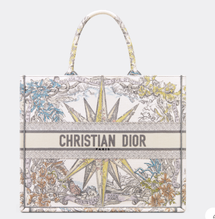LARGE DIOR BOOK TOTE White Multicolor Reve dInfini Embroidery M1286Z LARGE DIOR BOOK TOTE White Multicolor Reve dInfini Embroidery M1286Z