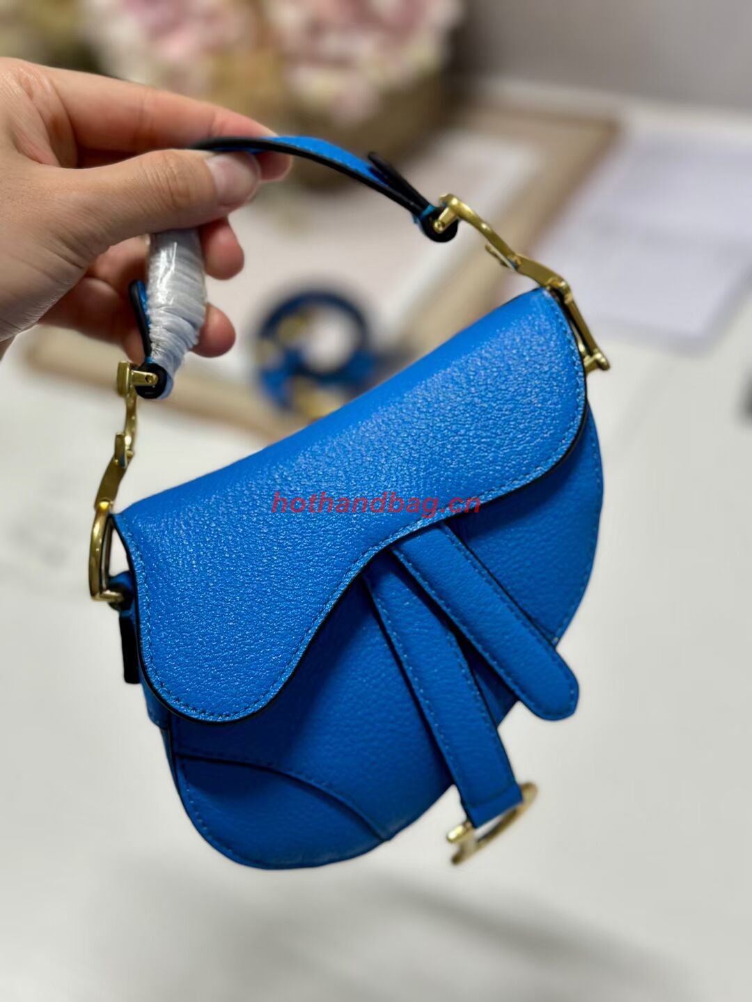 DIOR MICRO SADDLE BAG Antique Goatskin S5685CC blue DIOR MICRO SADDLE BAG Antique Goatskin S5685CC blue