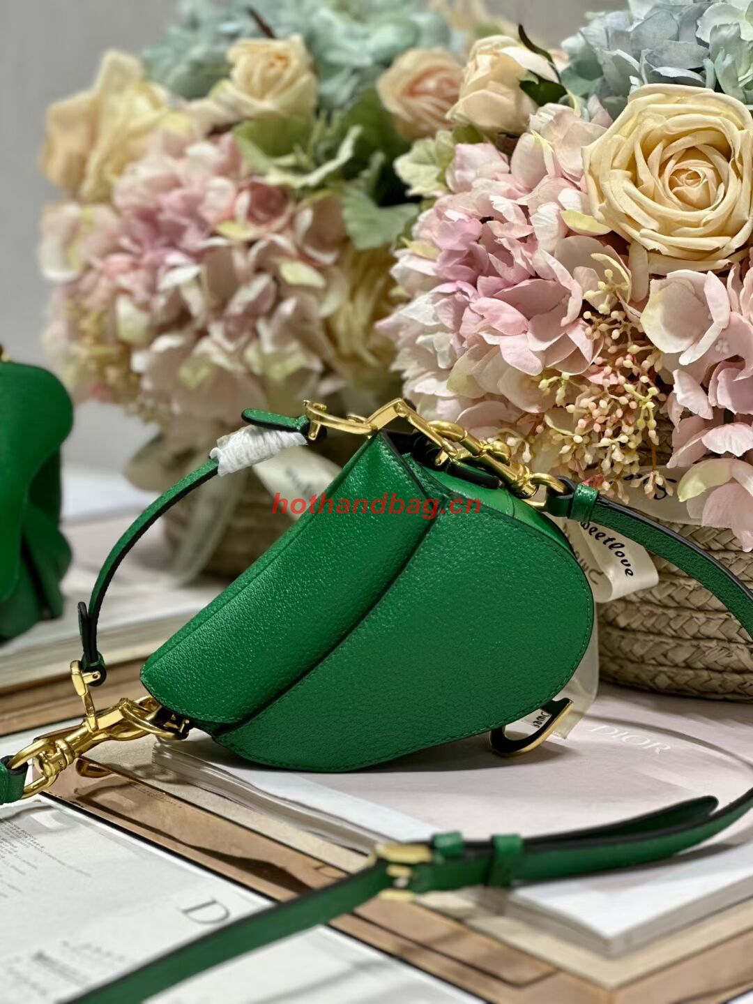 DIOR MICRO SADDLE BAG Antique Goatskin S5685CC green DIOR MICRO SADDLE BAG Antique Goatskin S5685CC green