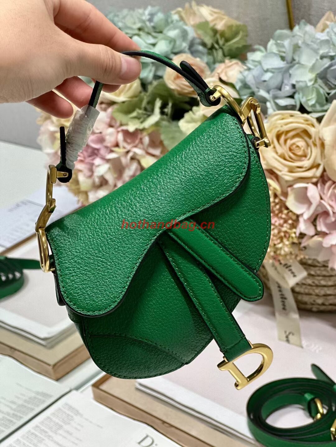 DIOR MICRO SADDLE BAG Antique Goatskin S5685CC green DIOR MICRO SADDLE BAG Antique Goatskin S5685CC green