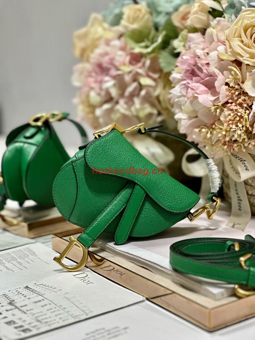 DIOR MICRO SADDLE BAG Antique Goatskin S5685CC green DIOR MICRO SADDLE BAG Antique Goatskin S5685CC green