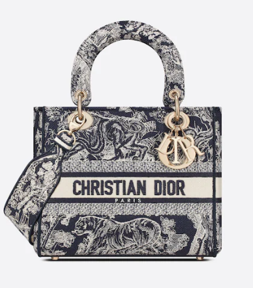 Dior MEDIUM LADY D-LITE BAG Blue Toile de Jouy Reverse Embroidery M0565 Dior MEDIUM LADY D-LITE BAG Blue Toile de Jouy Reverse Embroidery M0565