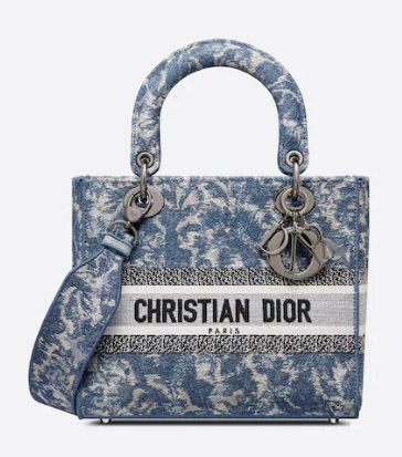 MEDIUM LADY D-LITE BAG Blue Dior Brocart Denim-Effect Embroidery M0565 MEDIUM LADY D-LITE BAG Blue Dior Brocart Denim-Effect Embroidery M0565
