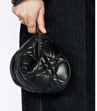 MINI DIOR CARO TULIP BAG Black Quilted Macrocannage Calfskin S5139B MINI DIOR CARO TULIP BAG Black Quilted Macrocannage Calfskin S5139B