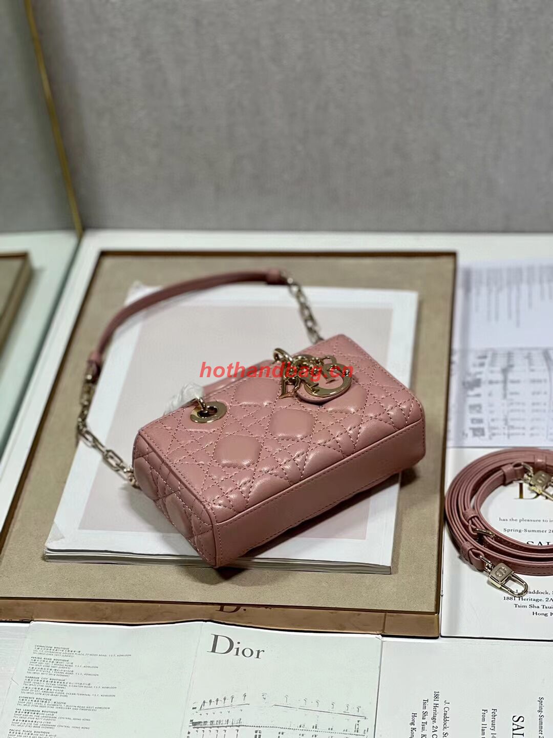 DIOR MICRO LADY D-JOY BAG Cannage Lambskin S0910 pink DIOR MICRO LADY D-JOY BAG Cannage Lambskin S0910 pink