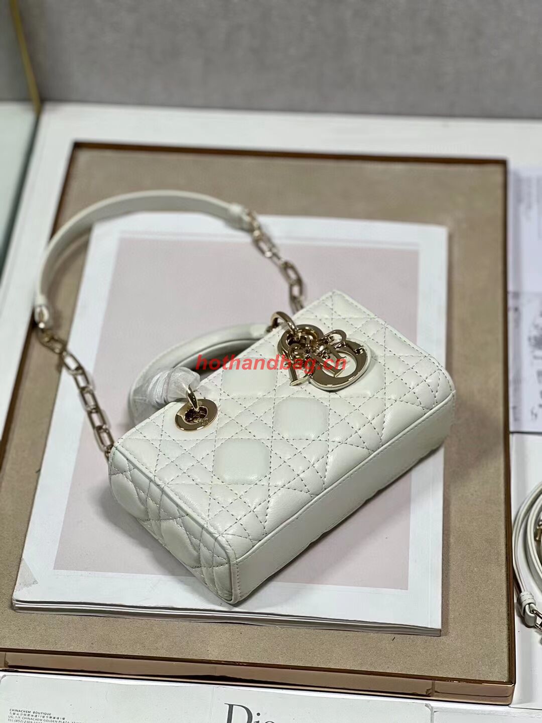 DIOR MICRO LADY D-JOY BAG Cannage Lambskin S0910 white DIOR MICRO LADY D-JOY BAG Cannage Lambskin S0910 white