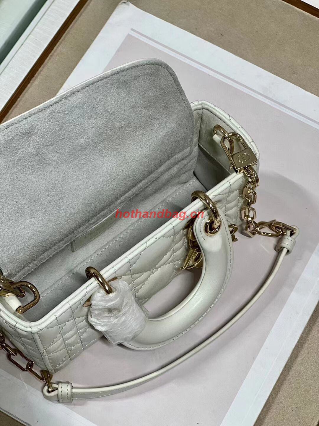 DIOR MICRO LADY D-JOY BAG Cannage Lambskin S0910 white DIOR MICRO LADY D-JOY BAG Cannage Lambskin S0910 white