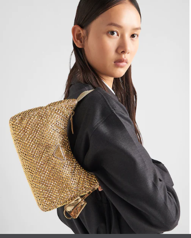 Prada Satin mini-bag with crystals 1BC515 gold Prada Satin mini-bag with crystals 1BC515 gold