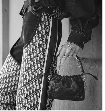 LADY DIOR TOP HANDLE DRAWSTRING MINI BAG Black Cannage Lambskin S0981ON LADY DIOR TOP HANDLE DRAWSTRING MINI BAG Black Cannage Lambskin S0981ON