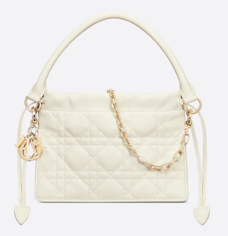 LADY DIOR TOP HANDLE DRAWSTRING MINI BAG Latte Cannage Lambskin S0981ON LADY DIOR TOP HANDLE DRAWSTRING MINI BAG Latte Cannage Lambskin S0981ON