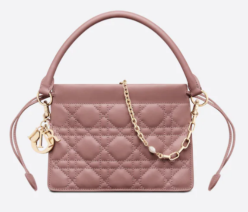 LADY DIOR TOP HANDLE DRAWSTRING MINI BAG Peony Pink Cannage Lambskin S0981O LADY DIOR TOP HANDLE DRAWSTRING MINI BAG Peony Pink Cannage Lambskin S0981O