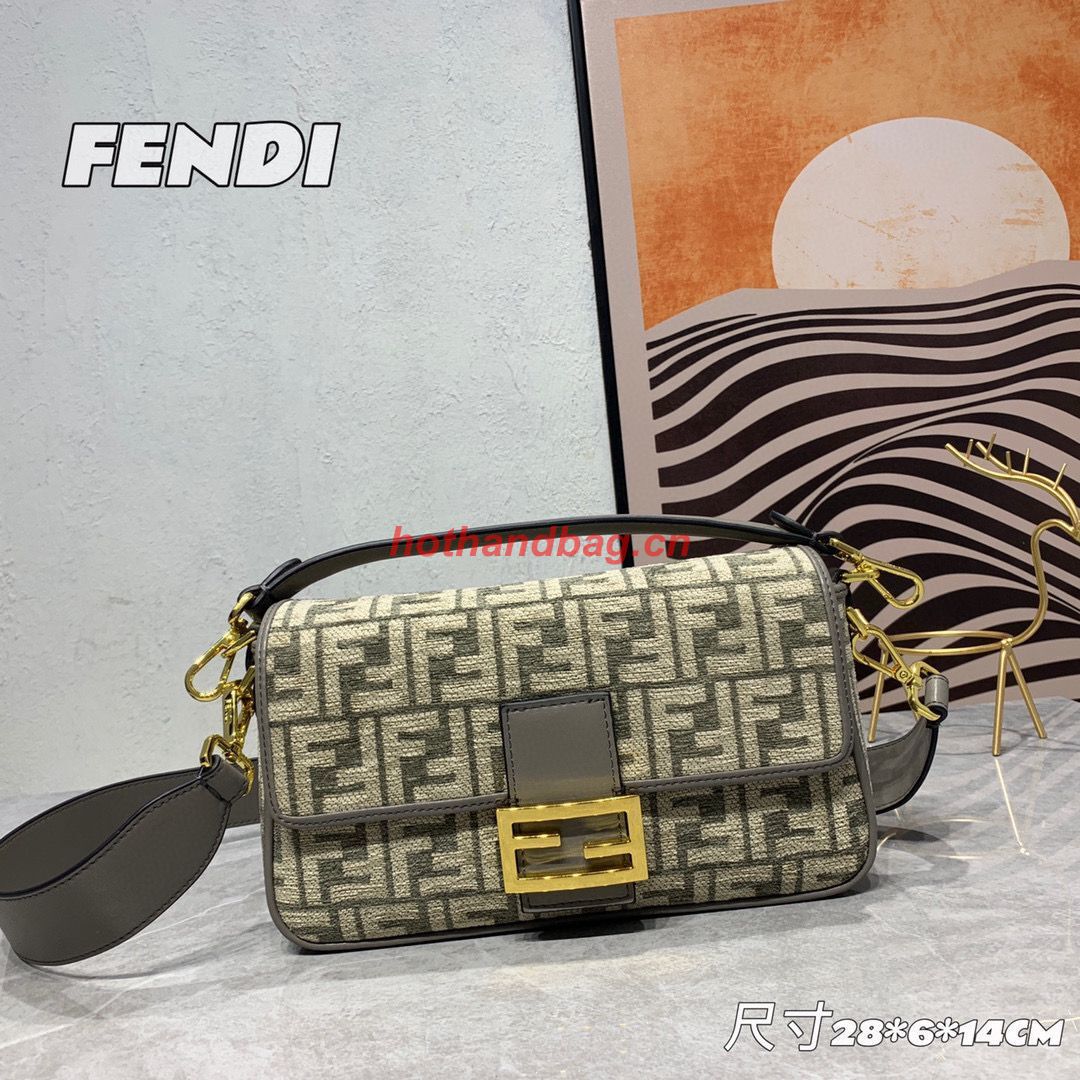 Fendi Baguette Dove gray FF tapestry fabric bag 8BS010B Fendi Baguette Dove gray FF tapestry fabric bag 8BS010B