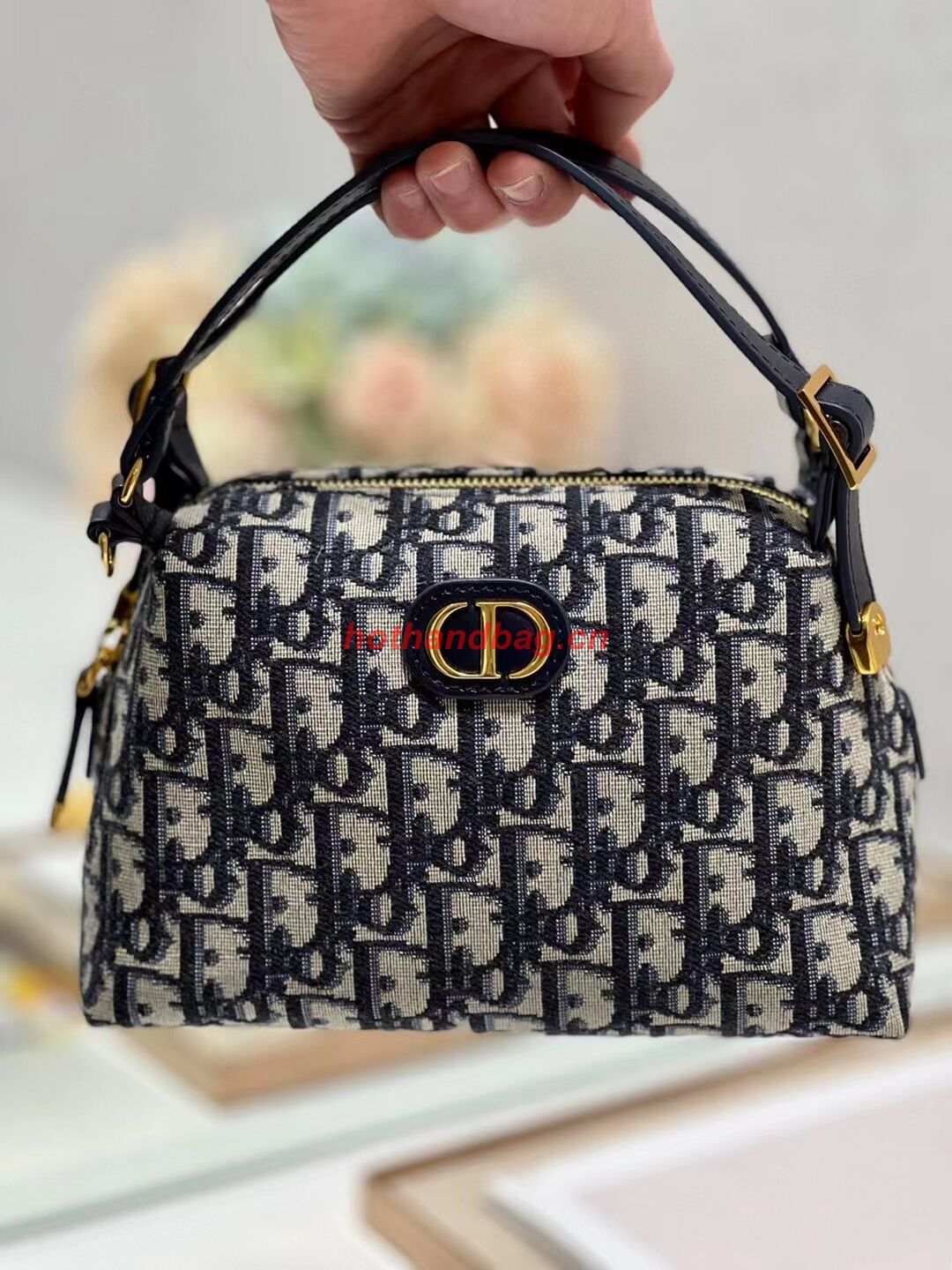 LADY DIOR TOP HANDLE SMALL BAG Blue Dior Oblique Jacquard C0655 LADY DIOR TOP HANDLE SMALL BAG Blue Dior Oblique Jacquard C0655