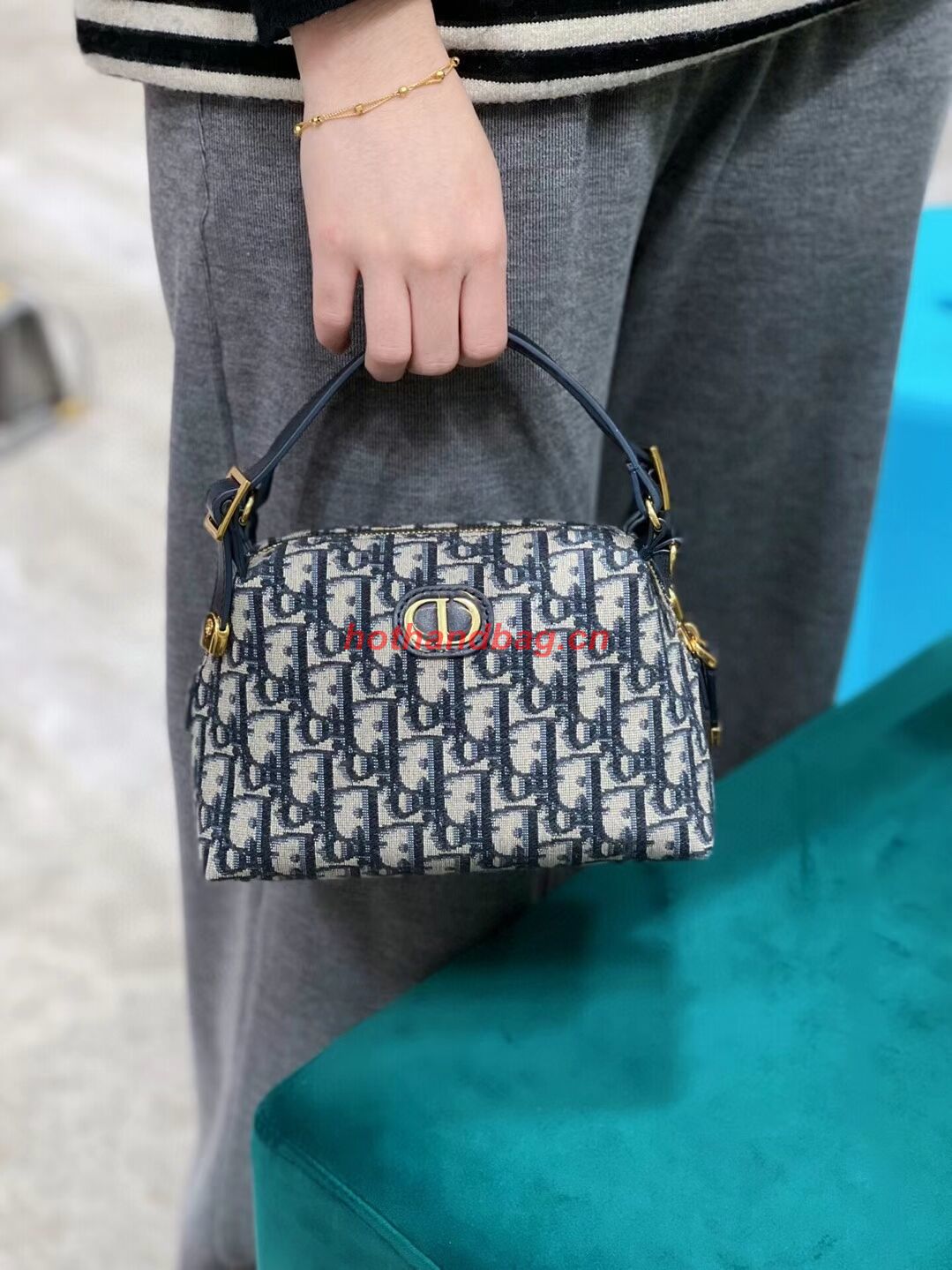LADY DIOR TOP HANDLE SMALL BAG Blue Dior Oblique Jacquard C0655 LADY DIOR TOP HANDLE SMALL BAG Blue Dior Oblique Jacquard C0655