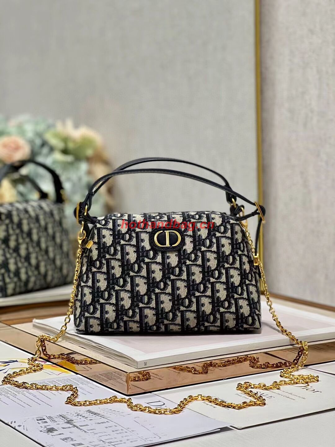 LADY DIOR TOP HANDLE SMALL BAG Blue Dior Oblique Jacquard C0655 LADY DIOR TOP HANDLE SMALL BAG Blue Dior Oblique Jacquard C0655