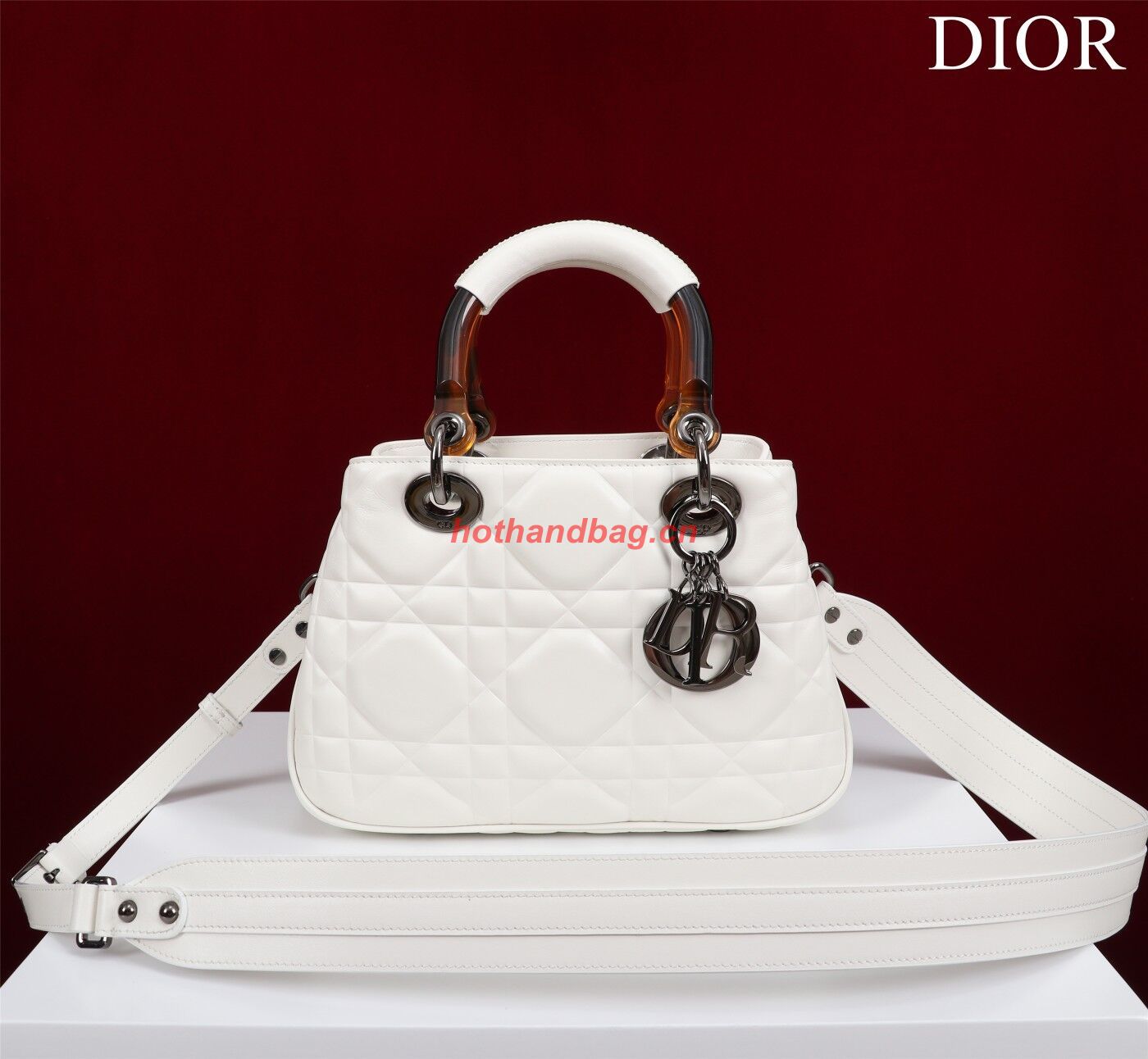 LADY DIOR TOP HANDLE SMALL BAG Latte Cannage Lambskin C0963 WHITE LADY DIOR TOP HANDLE SMALL BAG Latte Cannage Lambskin C0963 WHITE