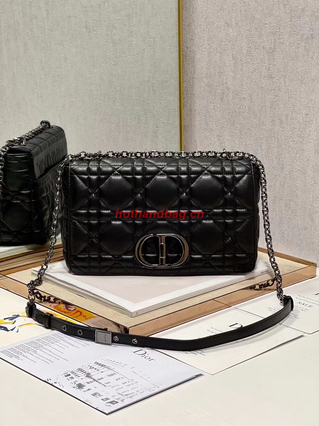 LARGE DIOR CARO BAG Supple Cannage Calfskin C3155 black LARGE DIOR CARO BAG Supple Cannage Calfskin C3155 black