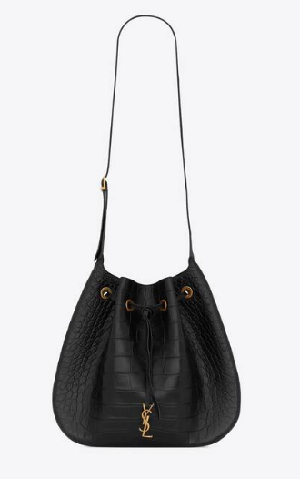 SAINT LAUREN PARIS VII LARGE FLAT HOBO BAG IN CROCODILE-EMBOSSED LEATHER 697941 black SAINT LAUREN PARIS VII LARGE FLAT HOBO BAG IN CROCODILE-EMBOSSED LEATHER 697941 black